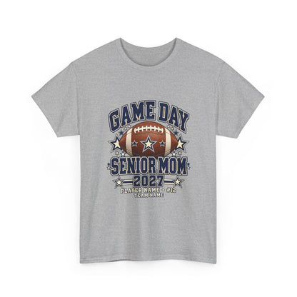 Personalized Game Day Senior Mom Shirt — Navy Silver Custom Year