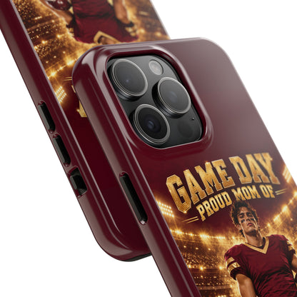 Personalized Game Day Proud Mom Photo Phone Case – Burgundy & Gold