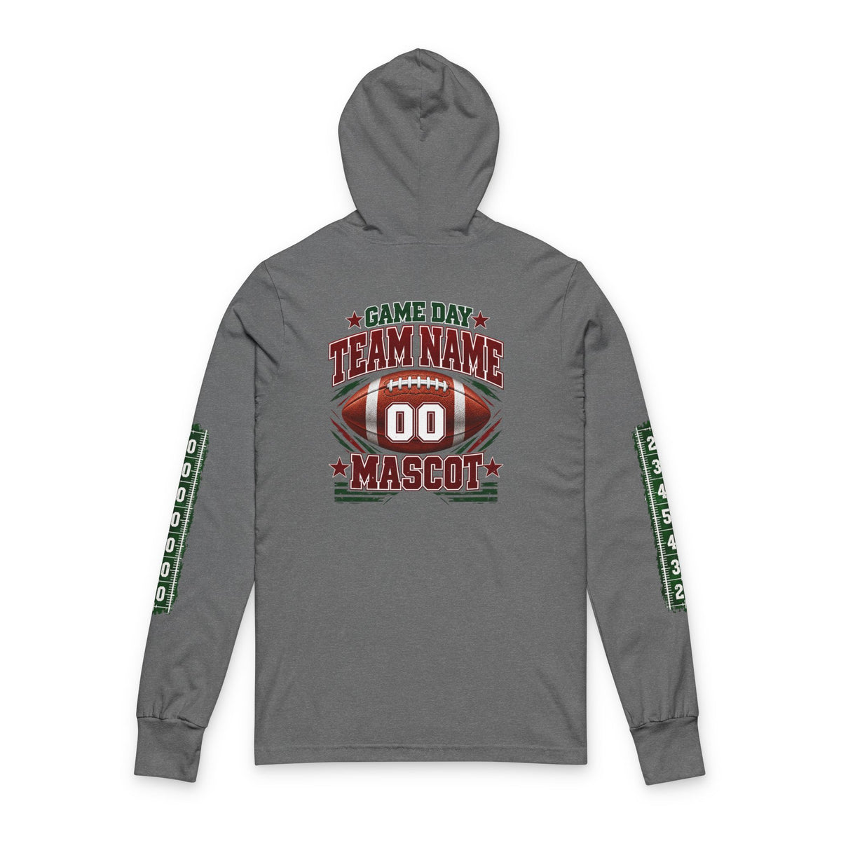 Game Day Football Hoodie Tee — Custom Team Name & Mascot (Number 00)