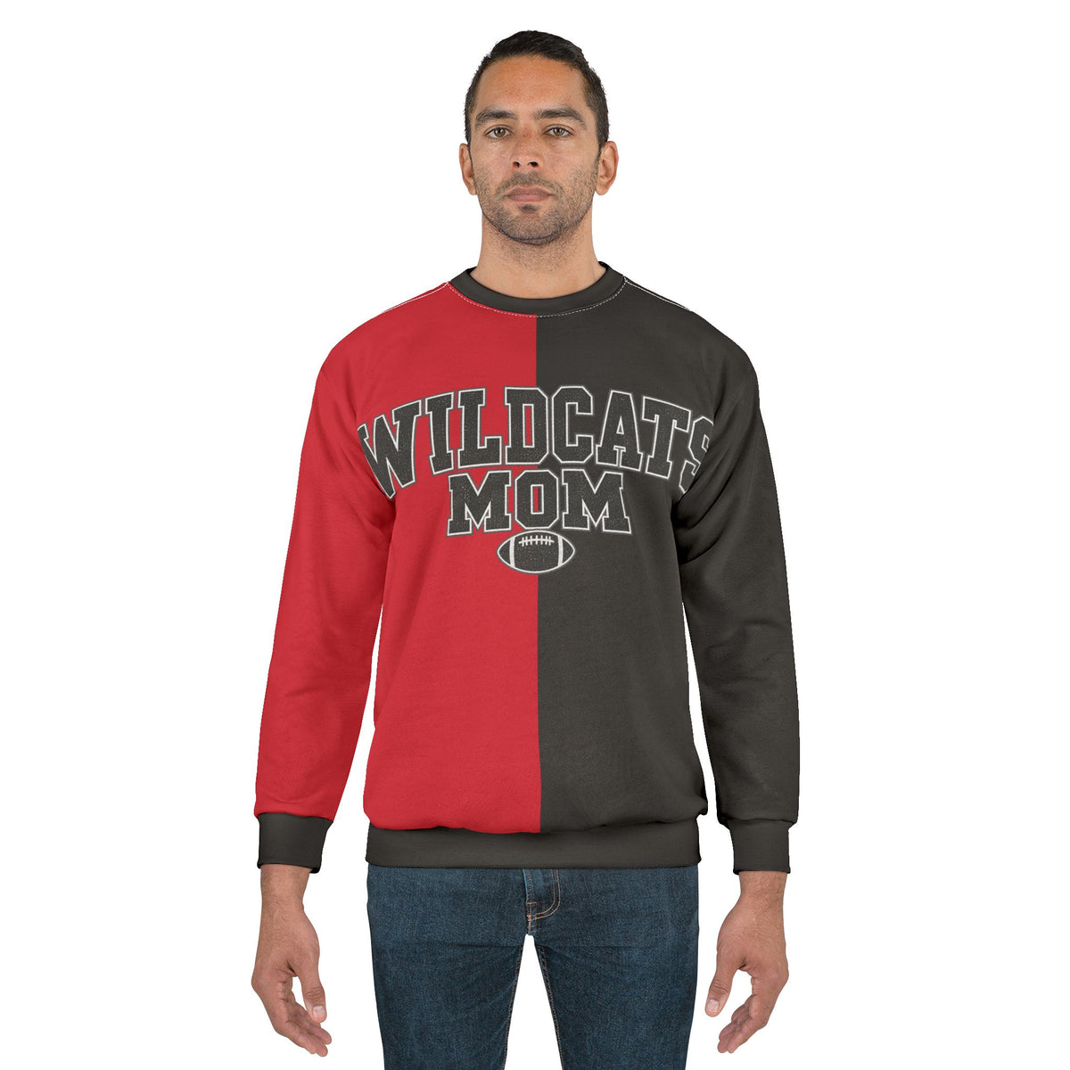 Personalized Wildcats Mom Two Tone Sweatshirt – Black & Red, Custom Player Name Number