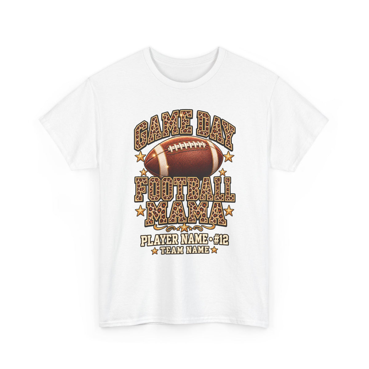 Personalized Game Day Football Mama Shirt — Leopard Gold