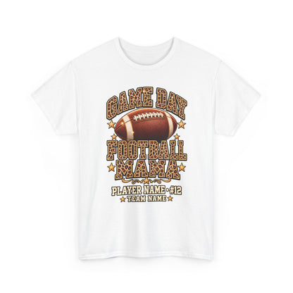 Personalized Game Day Football Mama Shirt — Leopard Gold