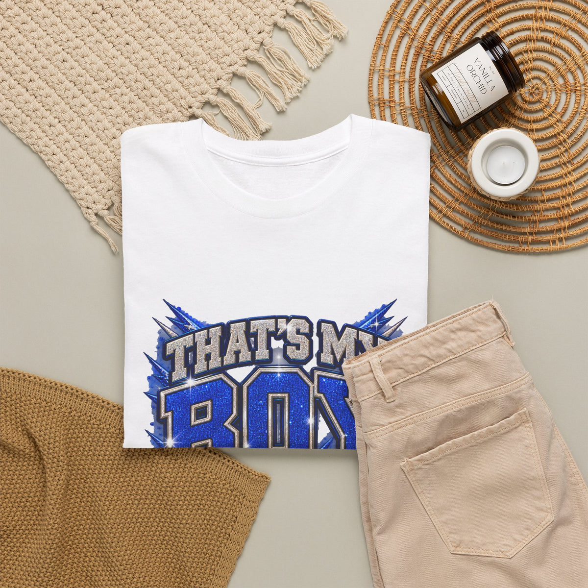 Personalized That's My Boy Football Mom Shirt – Blue Silver, Proud Mom of, Custom Player Name Number & Team