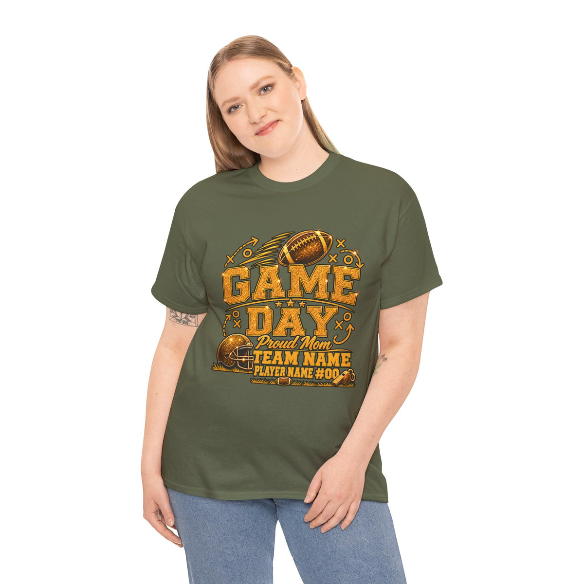 Personalized Football Mom Shirt, Game Day Proud Mom Tee, Senior Mom 2027 Shirt, Custom Player Name Number, Glitter Effect Football Gift