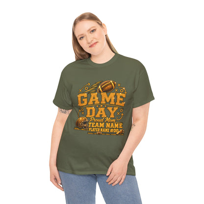 Personalized Football Mom Shirt, Game Day Proud Mom Tee, Senior Mom 2027 Shirt, Custom Player Name Number, Glitter Effect Football Gift