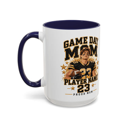 Personalized Game Day Mom Photo Mug – Custom Football Player Name & Number