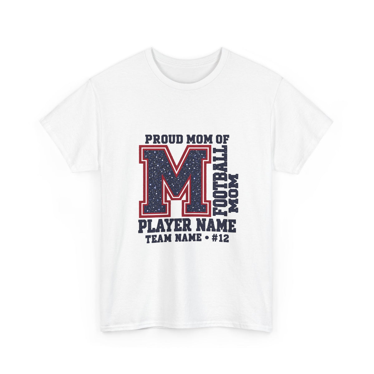 Personalized Football Mom Varsity Monogram Shirt – Proud Mom Of, Custom Player Name Team Number, Printed Glitter