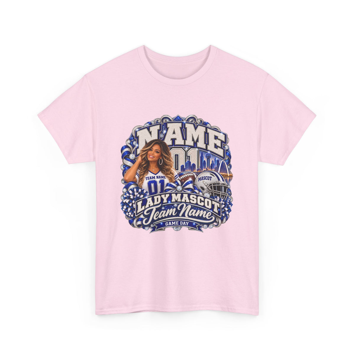Personalized Football Mom Shirt – Custom Player Name, Number & Team Name – Lady Mascot Game Day Mom Tee – Glitter Effect