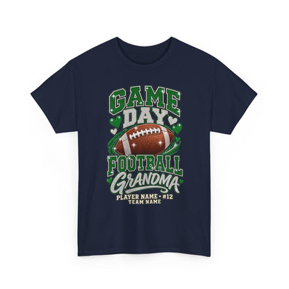 Personalized Game Day Football Grandma Shirt — Emerald Silver