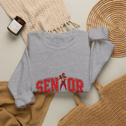 Personalized Senior Mom 2027 Sweatshirt — Quarterback Photo & Sleeve Heart