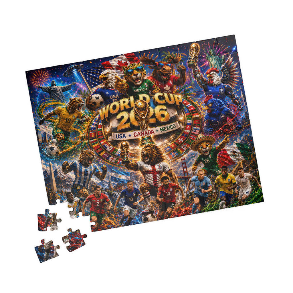 World Cup 2026 Soccer Collage Puzzle – USA Canada Mexico Stadium Celebration (110/252/520/1014 pcs)