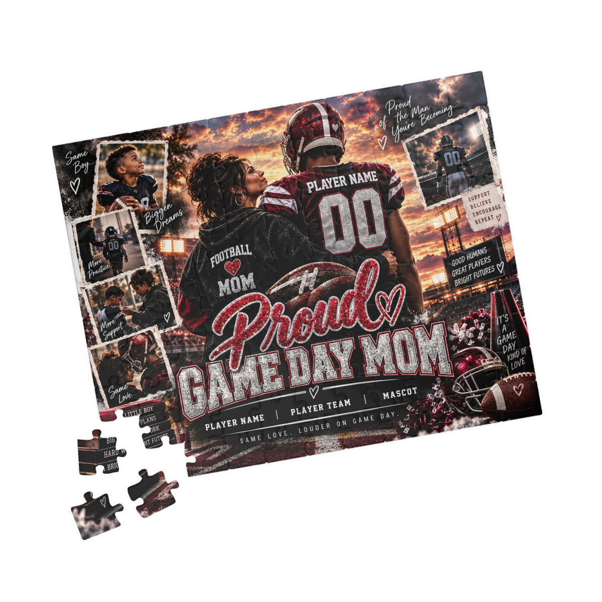 Personalized Football Mom Puzzle – Proud Game Day Mom Gift, Custom Player Name & Team, Mother Son Keepsake, Senior Night Gift 110 520 1014 pice