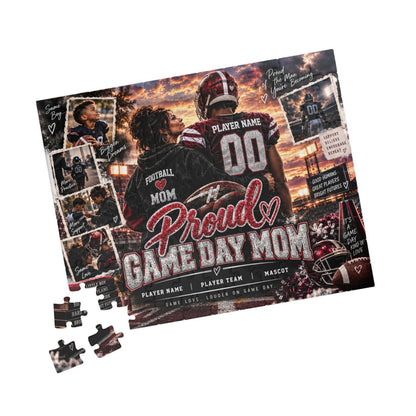 Personalized Football Mom Puzzle – Proud Game Day Mom Gift, Custom Player Name & Team, Mother Son Keepsake, Senior Night Gift 110 520 1014 pice