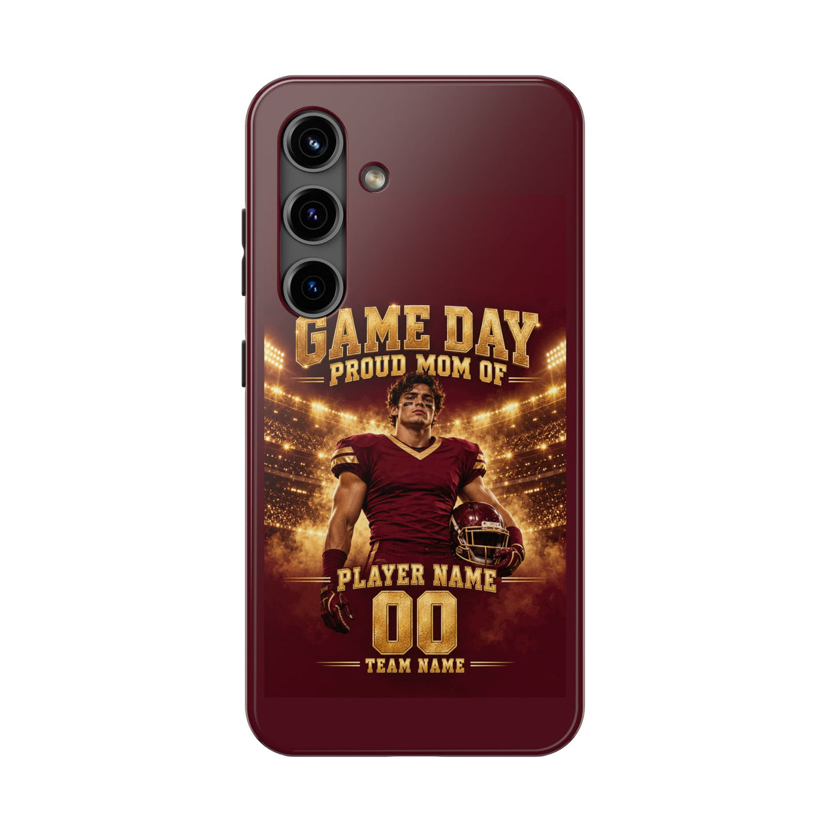 Personalized Game Day Proud Mom Photo Phone Case – Burgundy & Gold