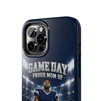 Personalized Game Day Proud Mom Photo Phone Case – Navy & Silver