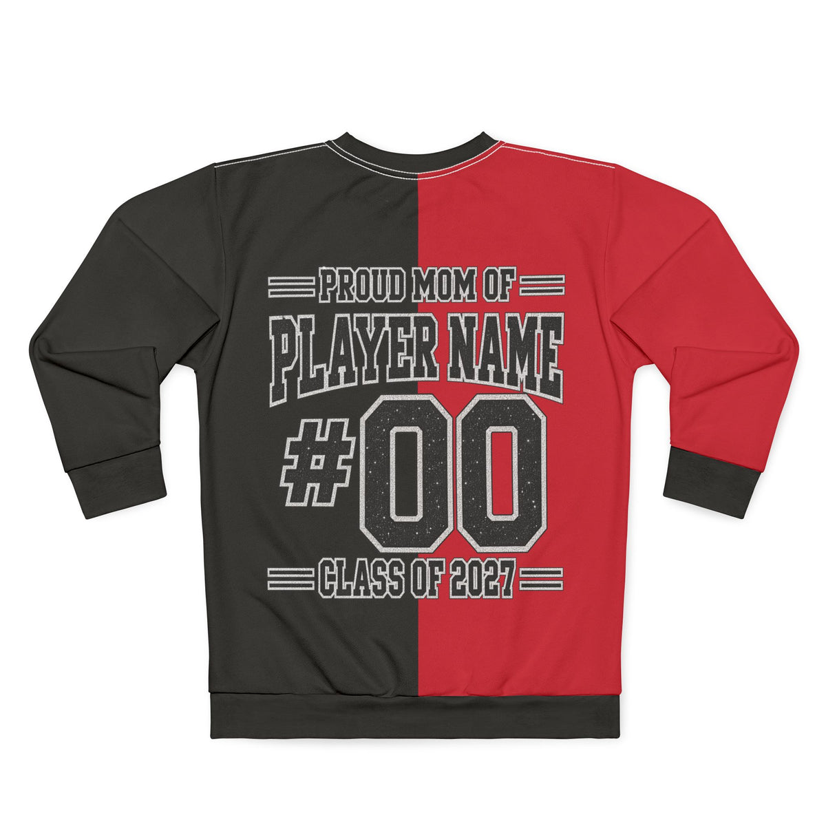 Personalized Wildcats Mom Two Tone Sweatshirt – Black & Red, Custom Player Name Number