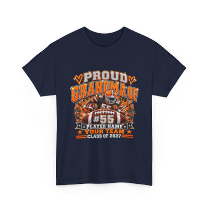 Personalized Football Grandma Shirt  Custom Player Photo, Name & Number, Glitter Effect Proud Grandma Game Day Tee