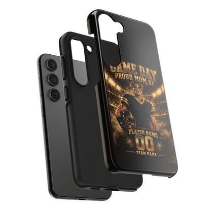 Personalized Game Day Proud Mom Photo Phone Case – Black & Gold