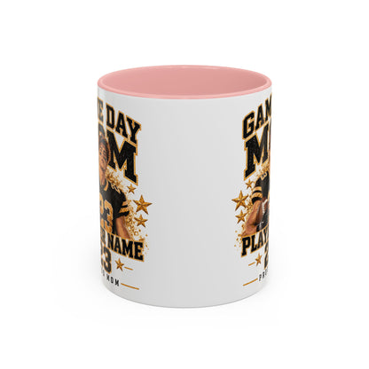 Personalized Game Day Mom Photo Mug – Custom Football Player Name & Number