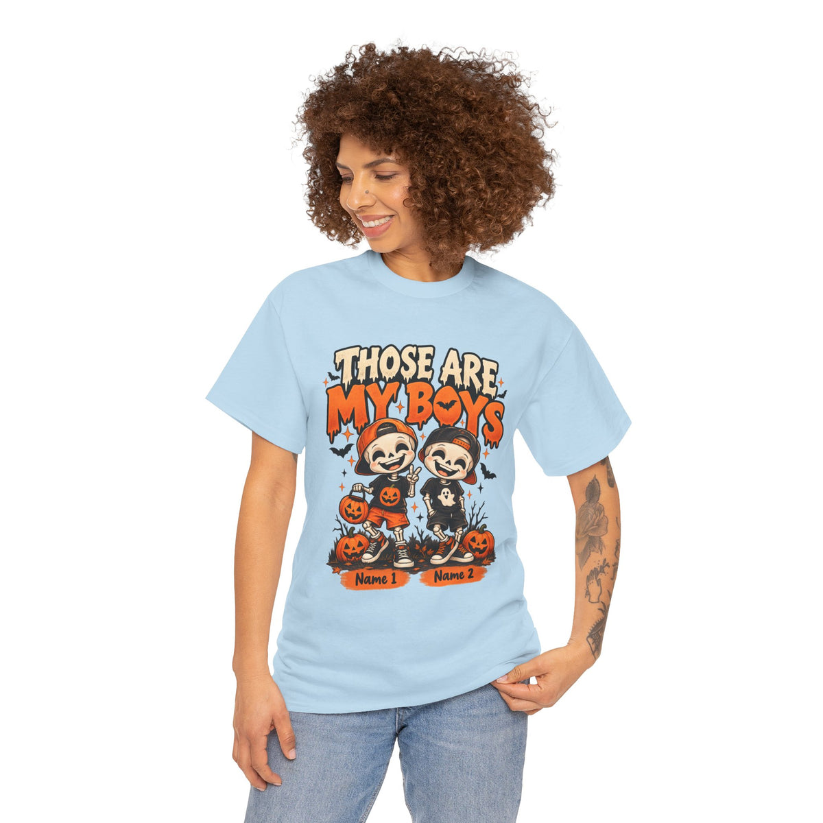 Personalized Spooky Boys Halloween Shirt – Custom Kids Names Mom Tee