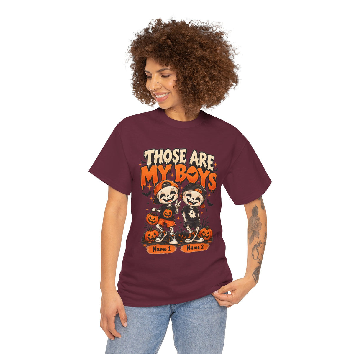 Personalized Spooky Boys Halloween Shirt – Custom Kids Names Mom Tee