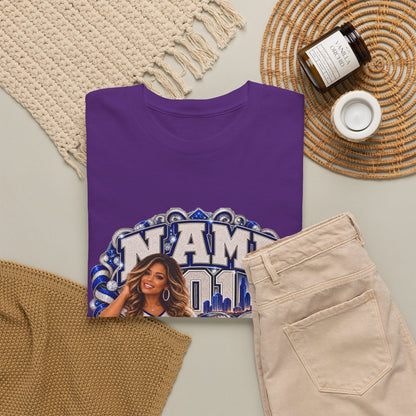 Personalized Football Mom Shirt – Custom Player Name, Number & Team Name – Lady Mascot Game Day Mom Tee – Glitter Effect