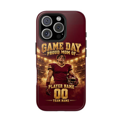 Personalized Game Day Proud Mom Photo Phone Case – Burgundy & Gold