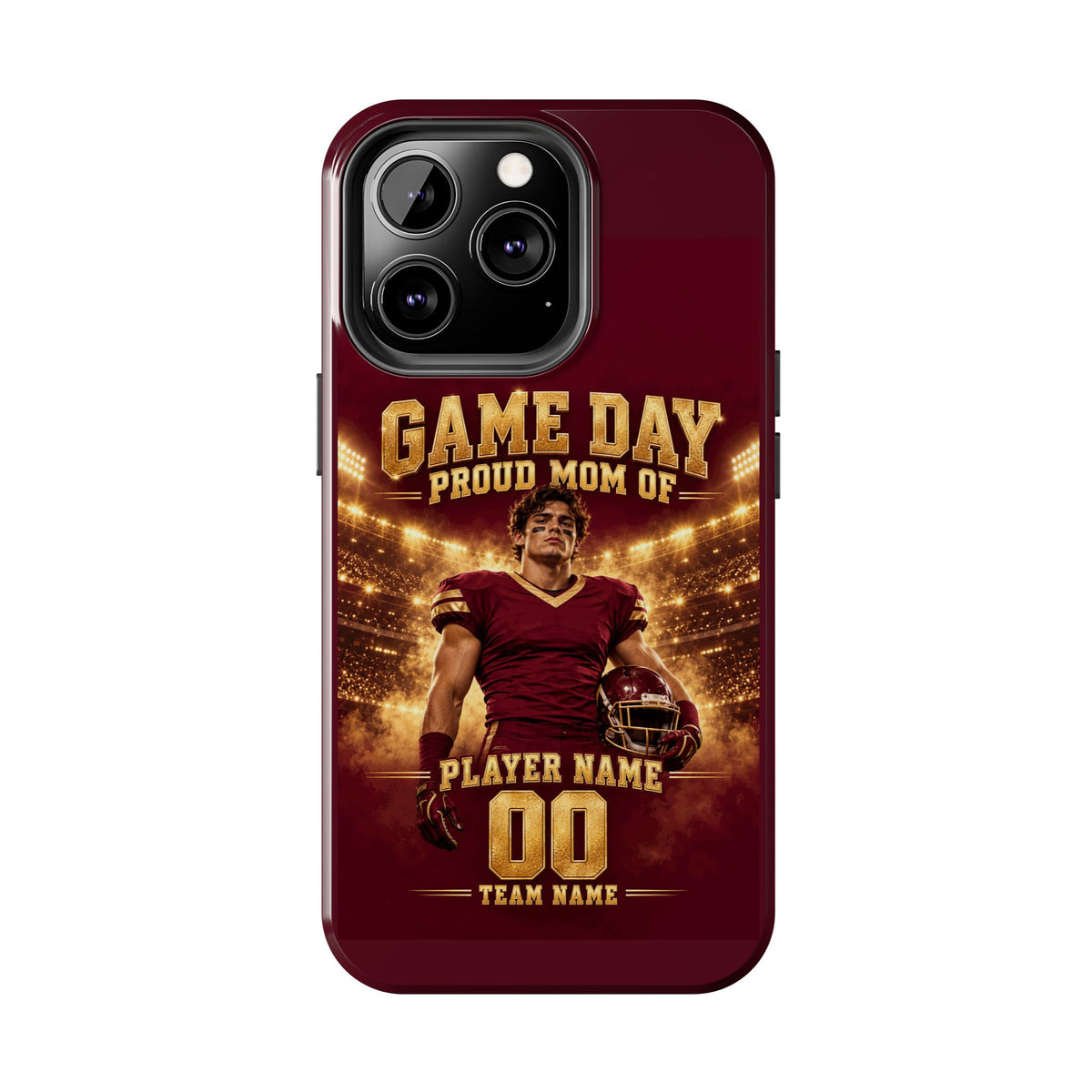 Personalized Game Day Proud Mom Photo Phone Case – Burgundy & Gold