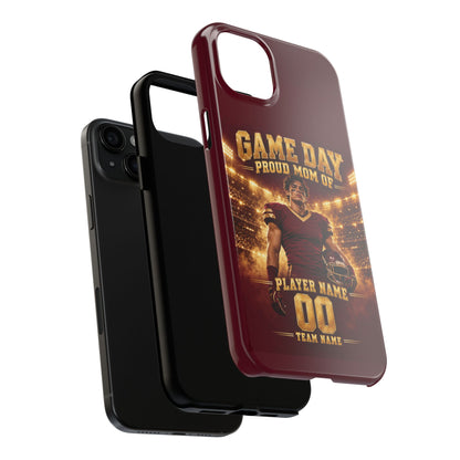 Personalized Game Day Proud Mom Photo Phone Case – Burgundy & Gold