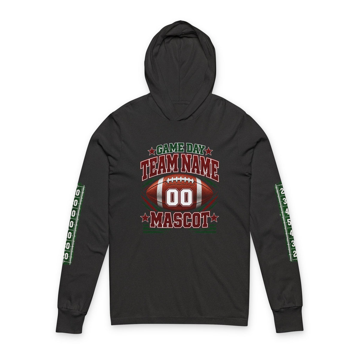 Game Day Football Hoodie Tee — Custom Team Name & Mascot (Number 00)