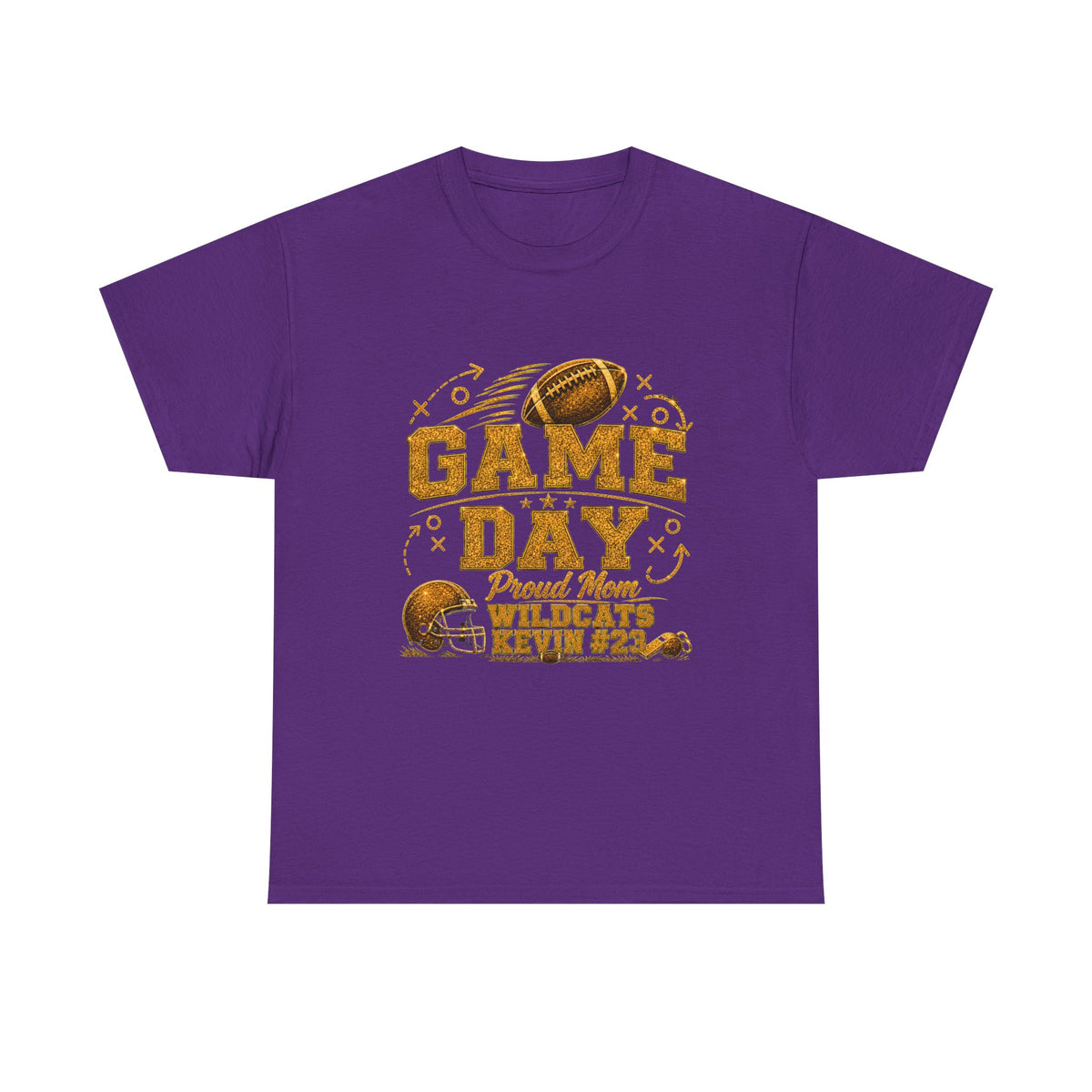 Personalized Game Day Mom Shirt, Custom Football Mom Tee, Player Name Number Team, Proud Mom Shirt, Gold Glitter Effect