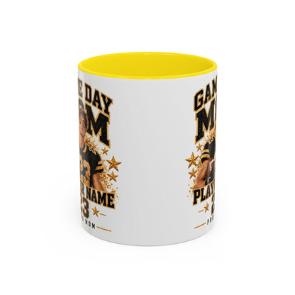 Personalized Game Day Mom Photo Mug – Custom Football Player Name & Number