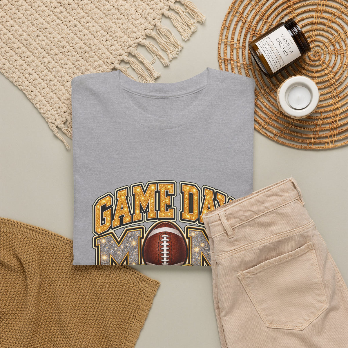 Personalized Game Day Mom Football Shirt – Gold Silver Leopard Bow, Custom Player Name Number & Team