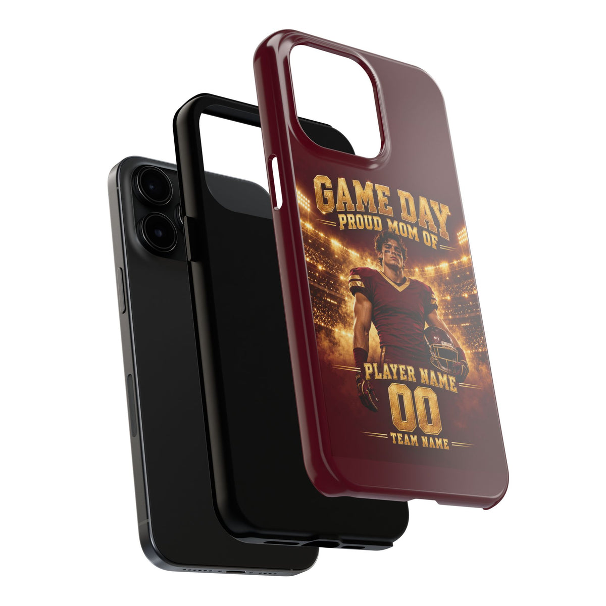 Personalized Game Day Proud Mom Photo Phone Case – Burgundy & Gold