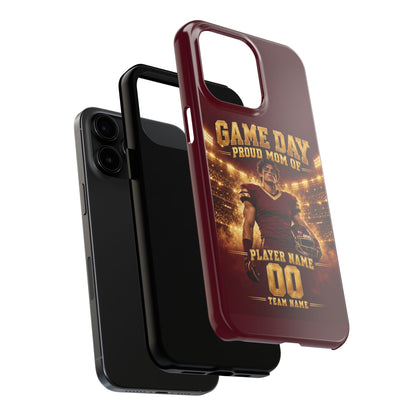Personalized Game Day Proud Mom Photo Phone Case – Burgundy & Gold