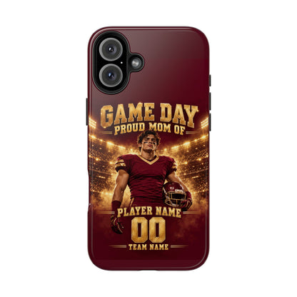 Personalized Game Day Proud Mom Photo Phone Case – Burgundy & Gold