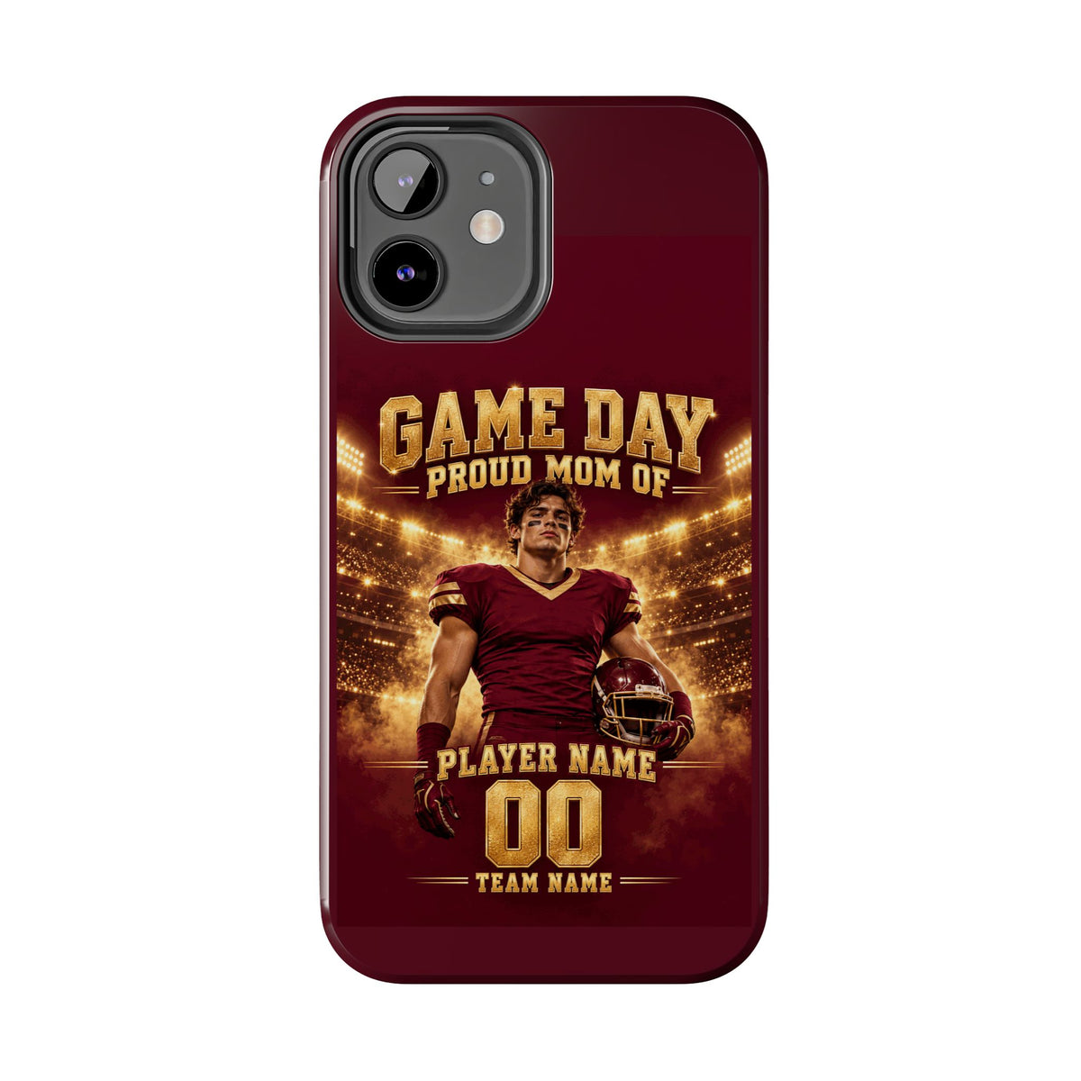 Personalized Game Day Proud Mom Photo Phone Case – Burgundy & Gold