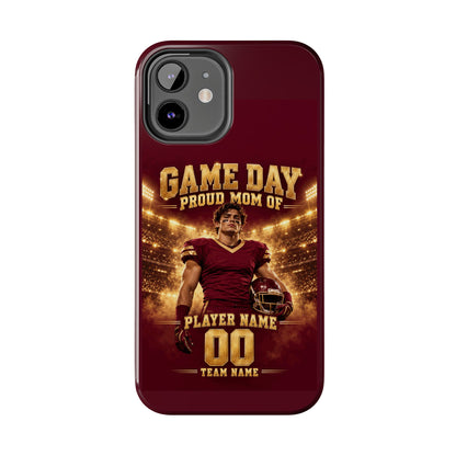 Personalized Game Day Proud Mom Photo Phone Case – Burgundy & Gold