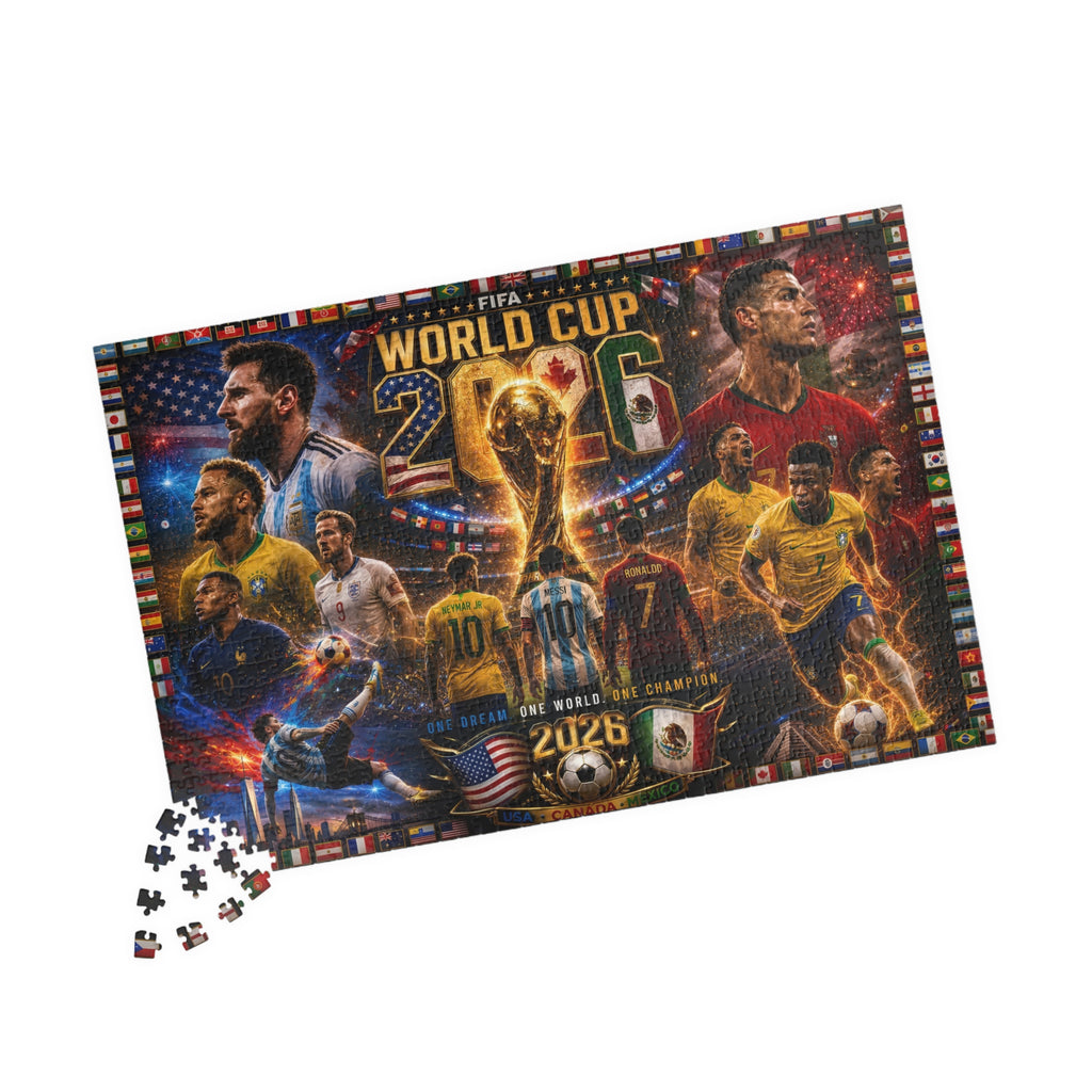 World Cup 2026 Soccer Collage Puzzle — FIFA Tournament Poster Jigsaw