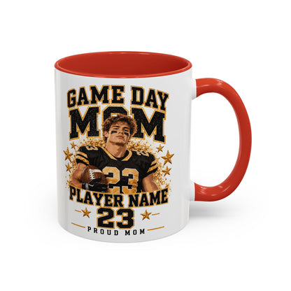 Personalized Game Day Mom Photo Mug – Custom Football Player Name & Number