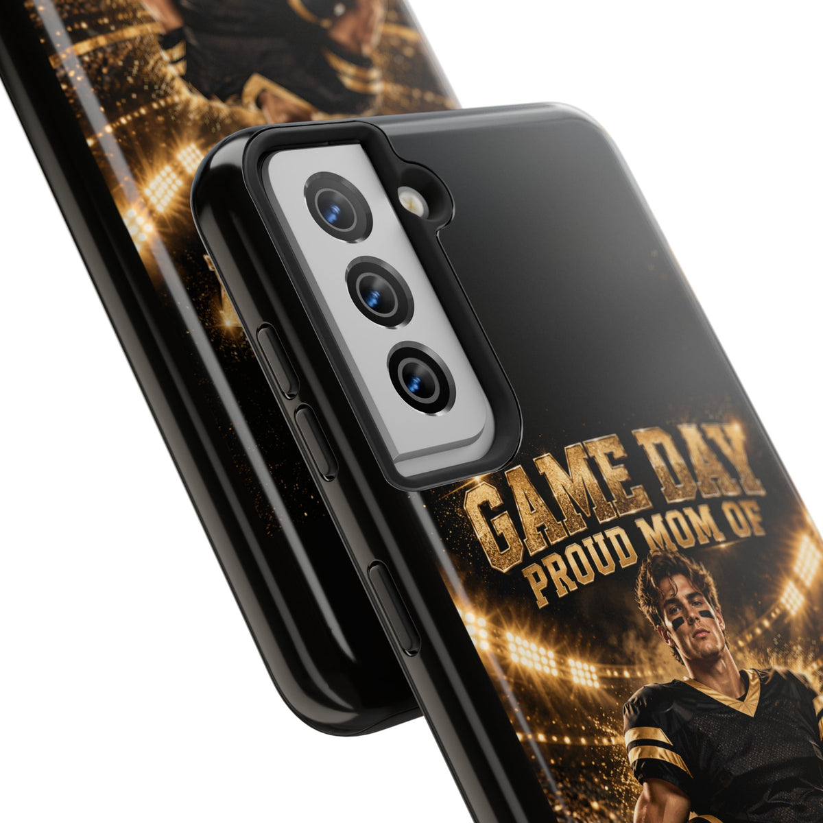 Personalized Game Day Proud Mom Photo Phone Case – Black & Gold