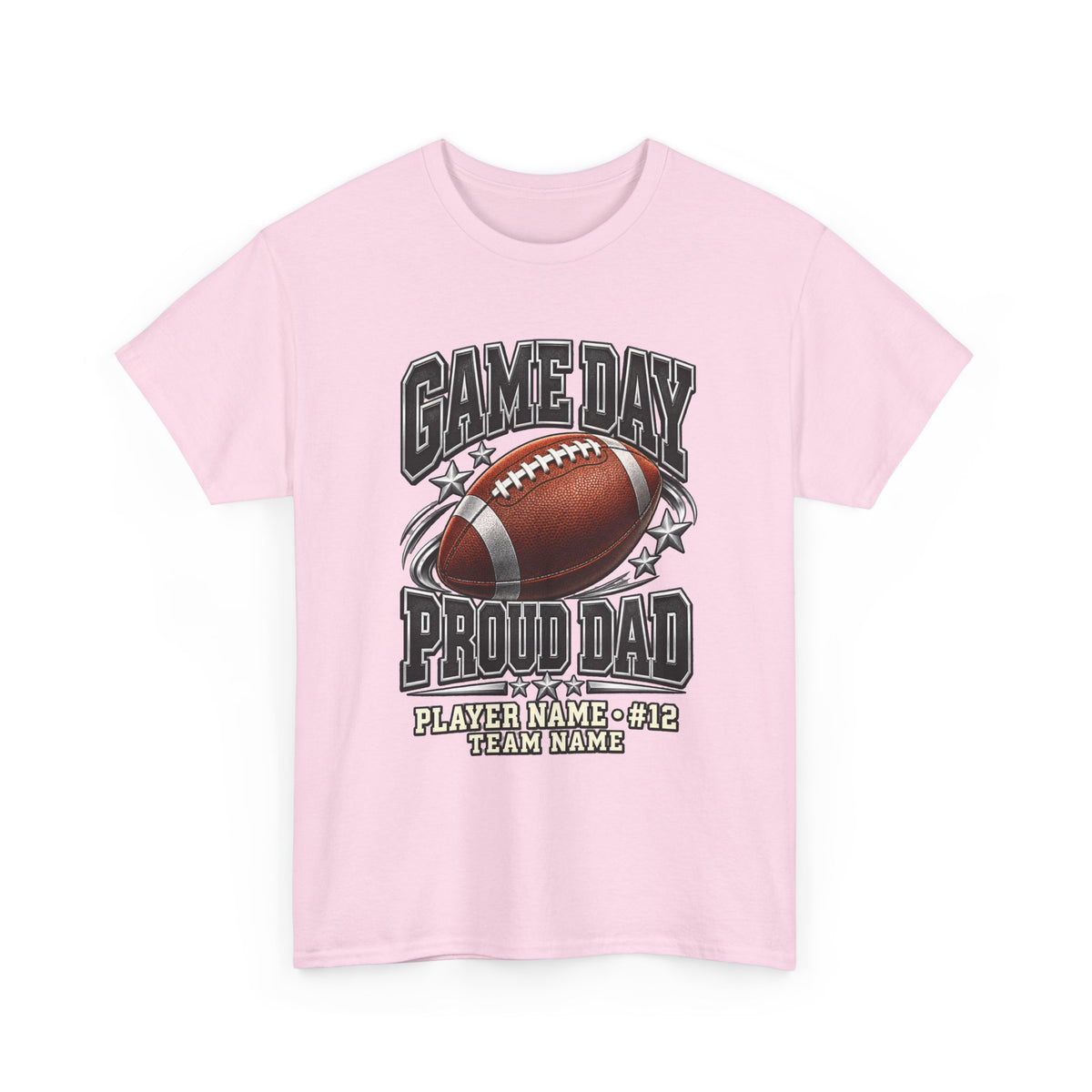 Personalized Game Day Proud Dad Shirt — Black Silver Football