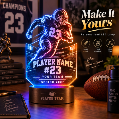 🏆 Proud Mom. Biggest Fan. Forever Memories. ❤️ Personalized Game Day LED Lamp!