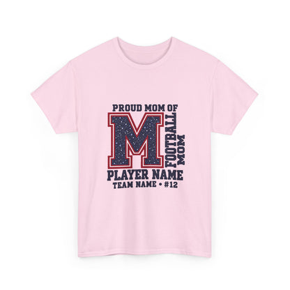Personalized Football Mom Varsity Monogram Shirt – Proud Mom Of, Custom Player Name Team Number, Printed Glitter