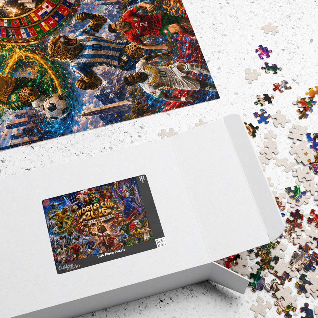 World Cup 2026 Soccer Collage Puzzle – USA Canada Mexico Stadium Celebration (110/252/520/1014 pcs)