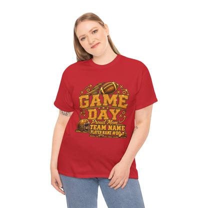 Personalized Football Mom Shirt, Game Day Proud Mom Tee, Senior Mom 2027 Shirt, Custom Player Name Number, Glitter Effect Football Gift