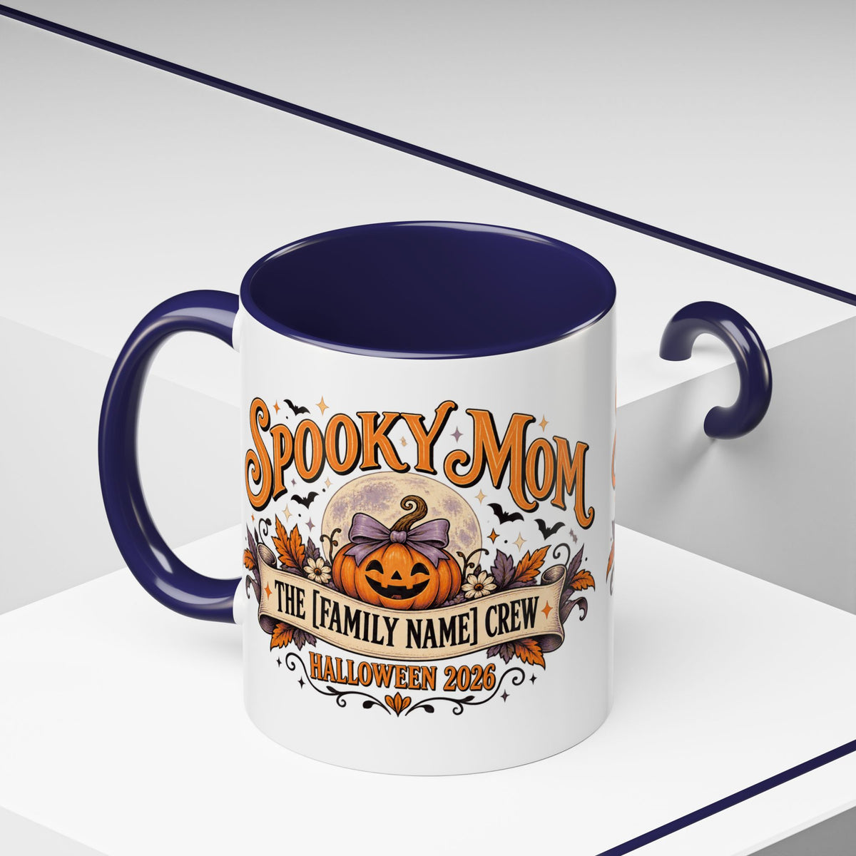 Personalized Spooky Mom Halloween Mug, Custom Family Name Coffee Cup, Halloween Mom Gift, Pumpkin Mug, Fall Gift for Mom