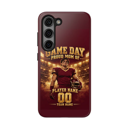 Personalized Game Day Proud Mom Photo Phone Case – Burgundy & Gold