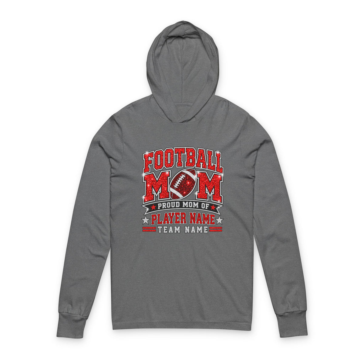 Football Mom Hooded Tee  Personalized Player Name & Number