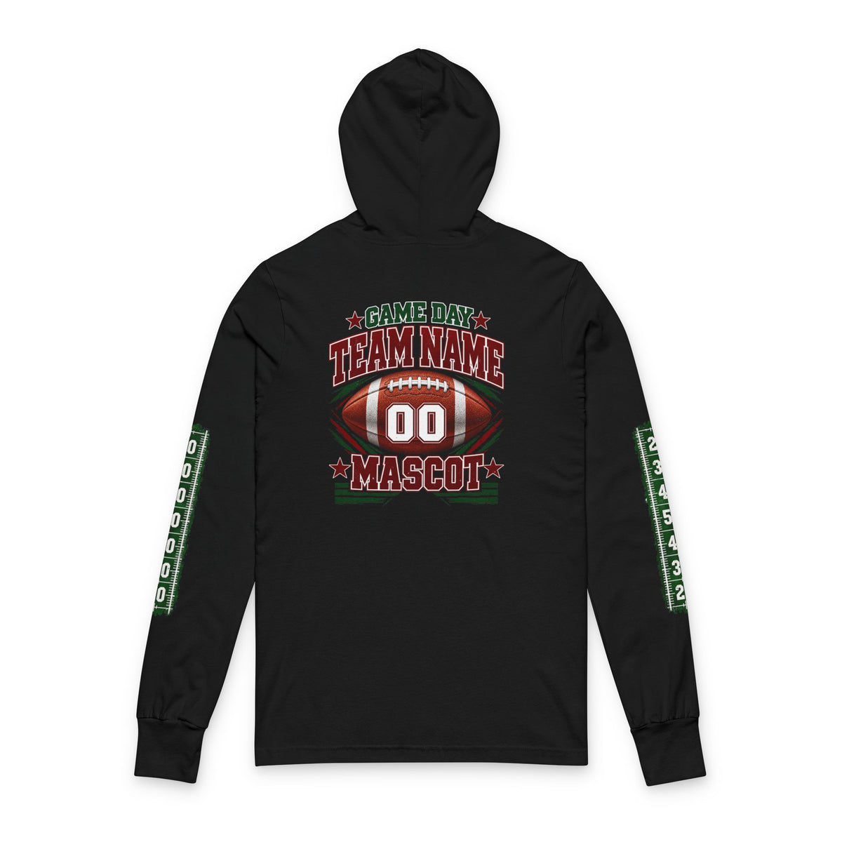 Game Day Football Hoodie Tee — Custom Team Name & Mascot (Number 00)